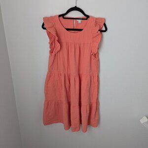 J.Crew Women's Gauzy Coral Tiered Ruffle Dress, 4